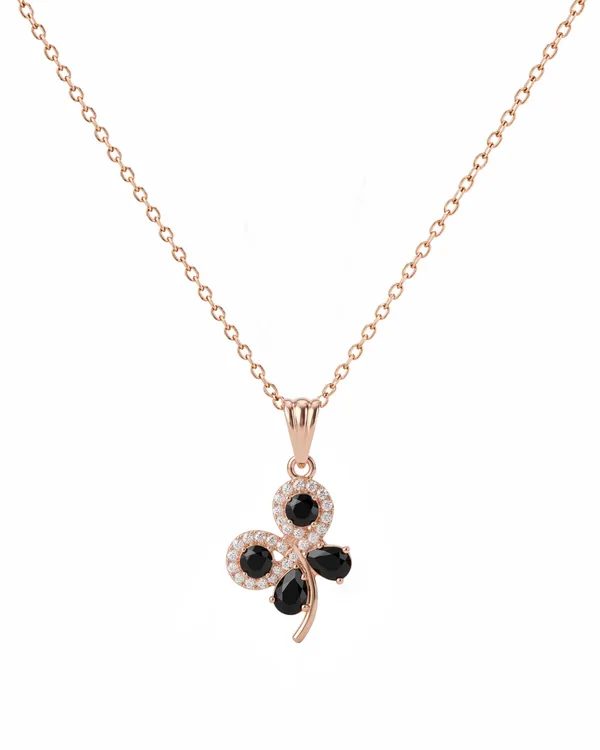 Golden_Brass_Black_Onyx_Lucky_Clover_Pendant_For_Women