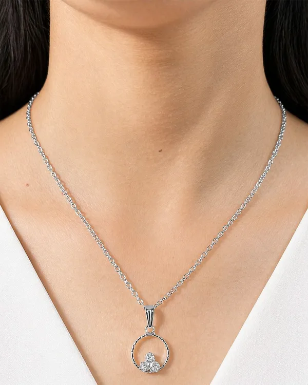 Silver_Brass_Circle_Triple_Stone_Pendant_Necklace_For_Women