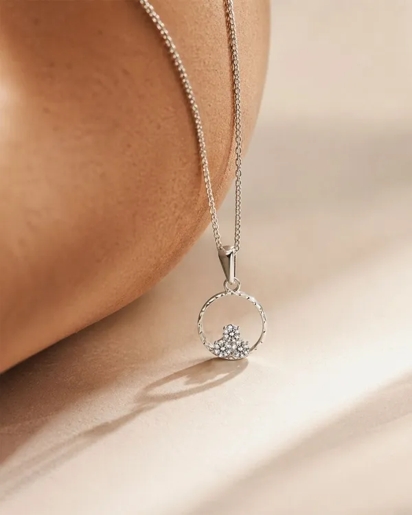 Silver_Brass_Circle_Triple_Stone_Pendant_Necklace_For_Women