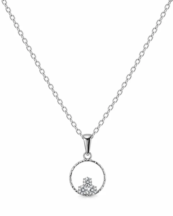 Silver_Brass_Circle_Triple_Stone_Pendant_Necklace_For_Women