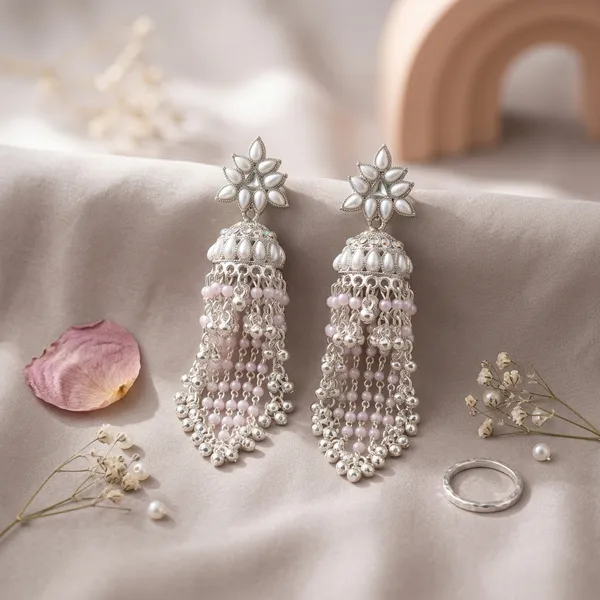 Silver_Brass_Pearl_Cascade_Floral_Jhumka_For_Women