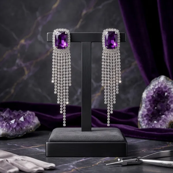Silver_Purple_Amethyst_Diamond_Tassel_Drop_Earrings_For_Women