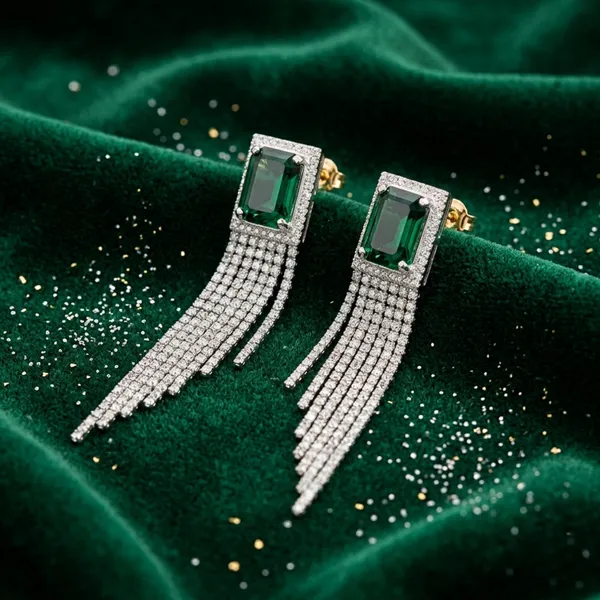 Silver_Green_Amethyst_Diamond_Tassel_Drop_Earrings_For_Women