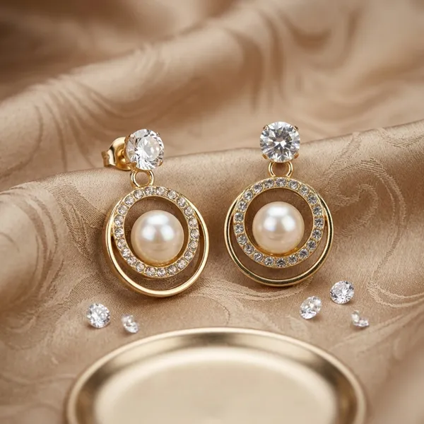 Gold_Dual_Tone_Brass_Pearl_Circle_Diamond_Drop_Earrings_For_Women