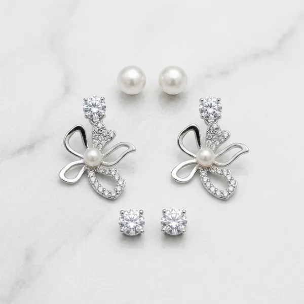 Silver_Brass_Crystal_Pearl_Knot_Earrings_Set_For_Women