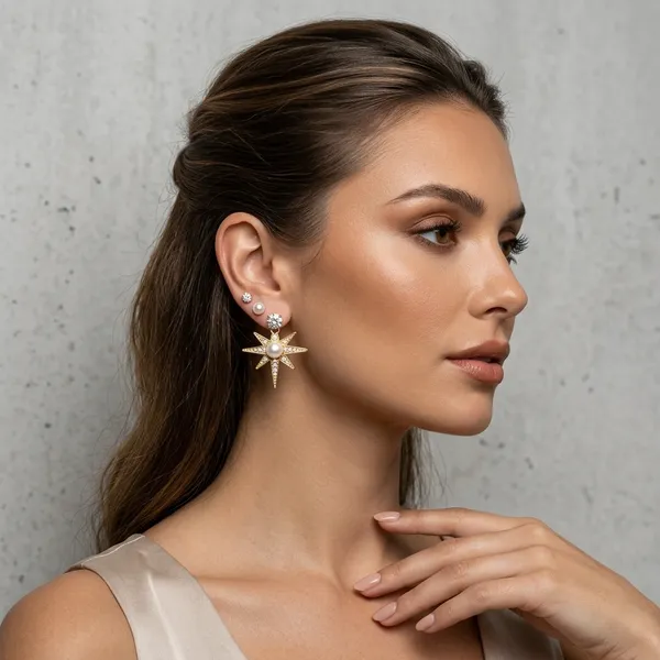 Golden_Brass_Crystal_Pearl_Starflare_Earrings_Set_For_Women
