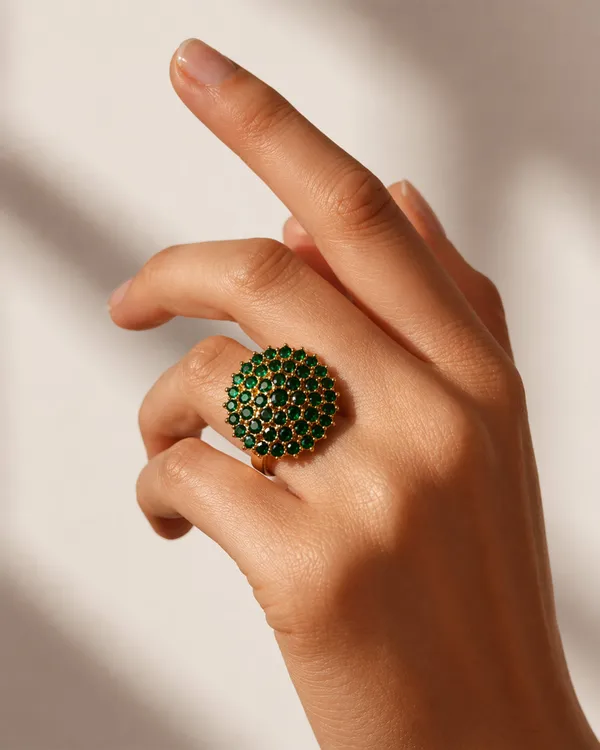 Golden_Green_Brass_Emerald_Crown_Ring_For_Women