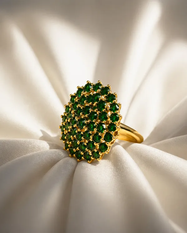 Golden_Green_Brass_Emerald_Crown_Ring_For_Women