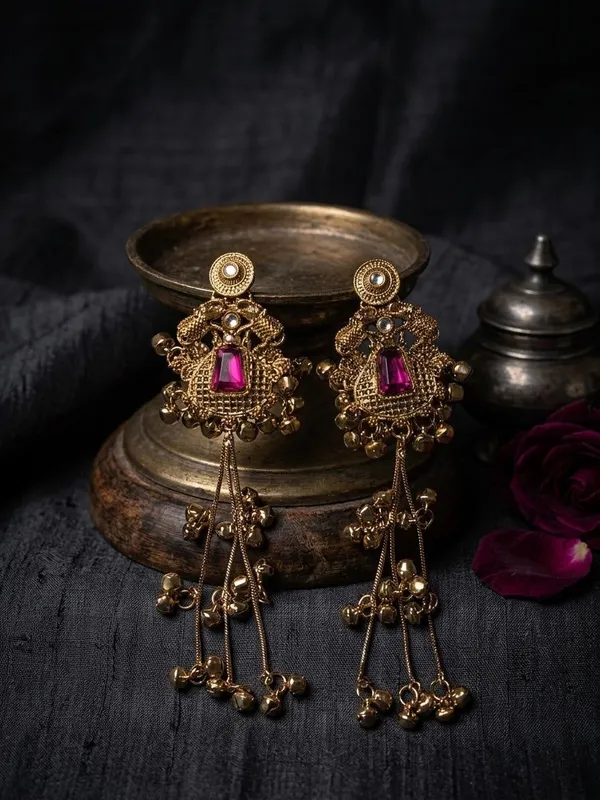 Gold_Brass_Ethnic_Stone_Riwaayat_Earrings_For_Women