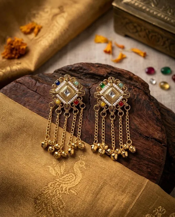 Golden_Brass_Vibrant_Stone_Traditional_Earrings_For_Women