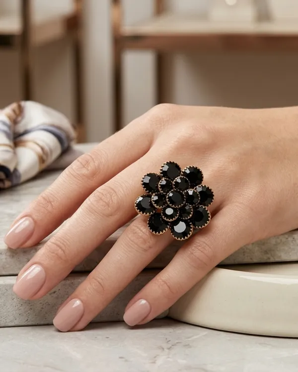 Black_Brass_Floral_Shadow_Petal_Ring_For_Women