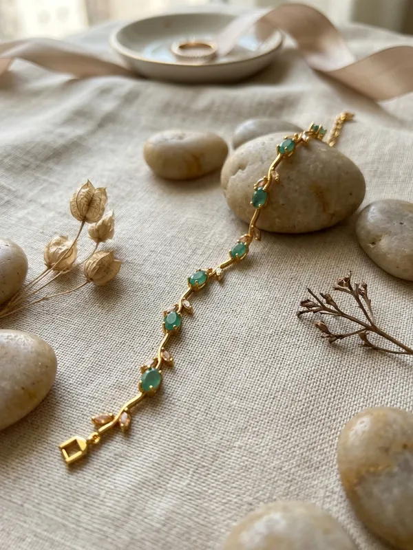 Golden_Blue_Brass_Tulip_Bracelet_For_Women