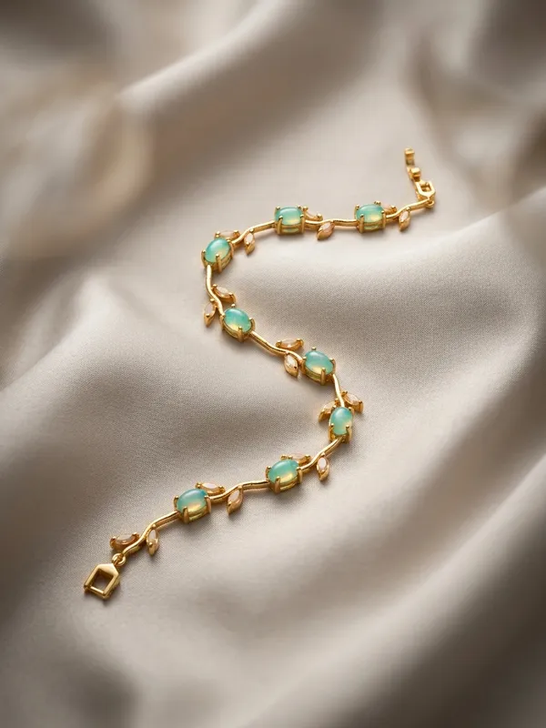 Golden_Blue_Brass_Tulip_Bracelet_For_Women