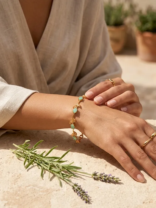Golden_Blue_Brass_Tulip_Bracelet_For_Women