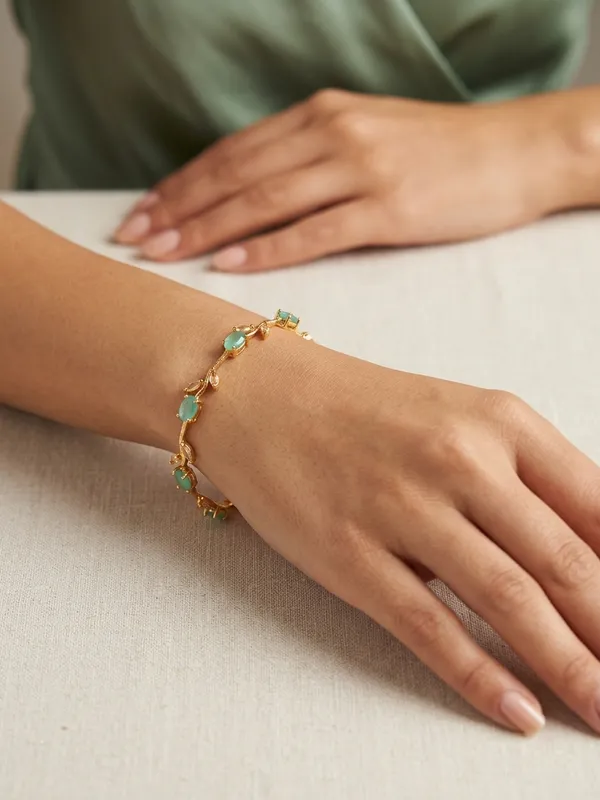 Golden_Blue_Brass_Tulip_Bracelet_For_Women