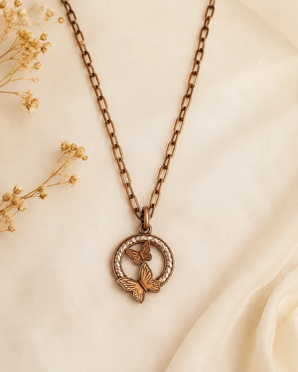 Gold_Brass_Butterfly_Circle_Pendant_Necklace_For_Women