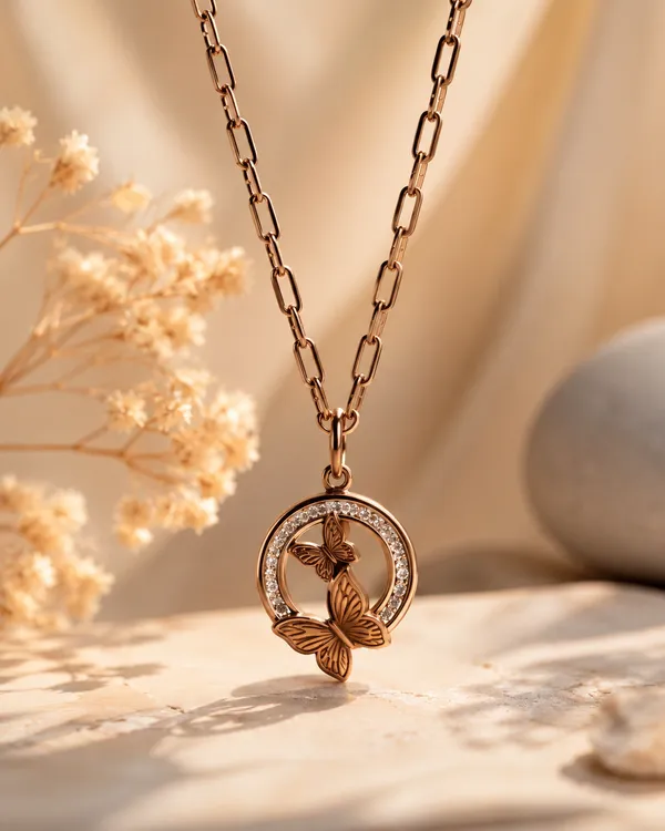 Gold_Brass_Butterfly_Circle_Pendant_Necklace_For_Women