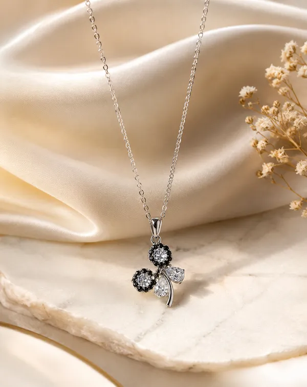 Silver_Brass_Black_Floral_Crystal_Charm_Pendant_For_Women