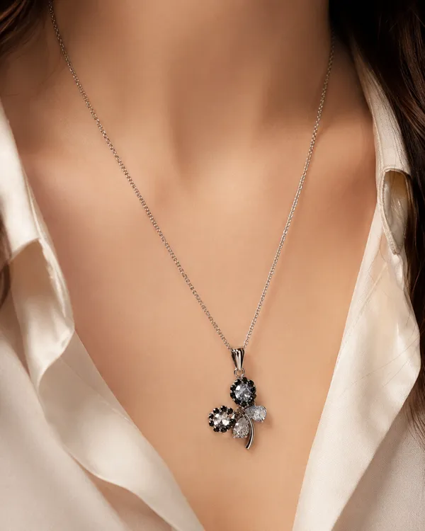 Silver_Brass_Black_Floral_Crystal_Charm_Pendant_For_Women