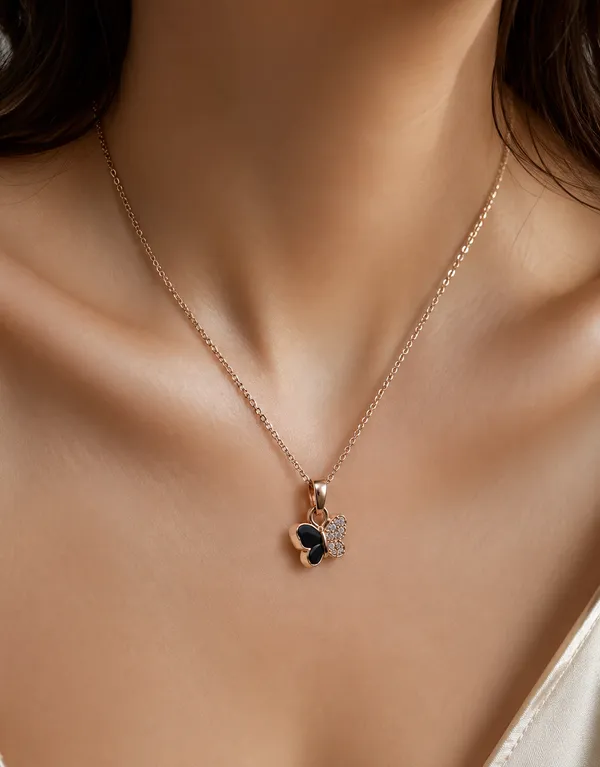 Rose_Gold_Brass_Black_Butterfly_Crystal_Pendant_For_Women
