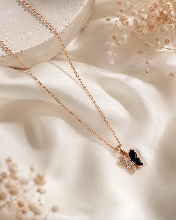 Rose_Gold_Brass_Black_Butterfly_Crystal_Pendant_For_Women