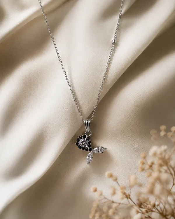Silver_Brass_Black_White_Zirconia_Noir_Petal_Pendant_For_Women