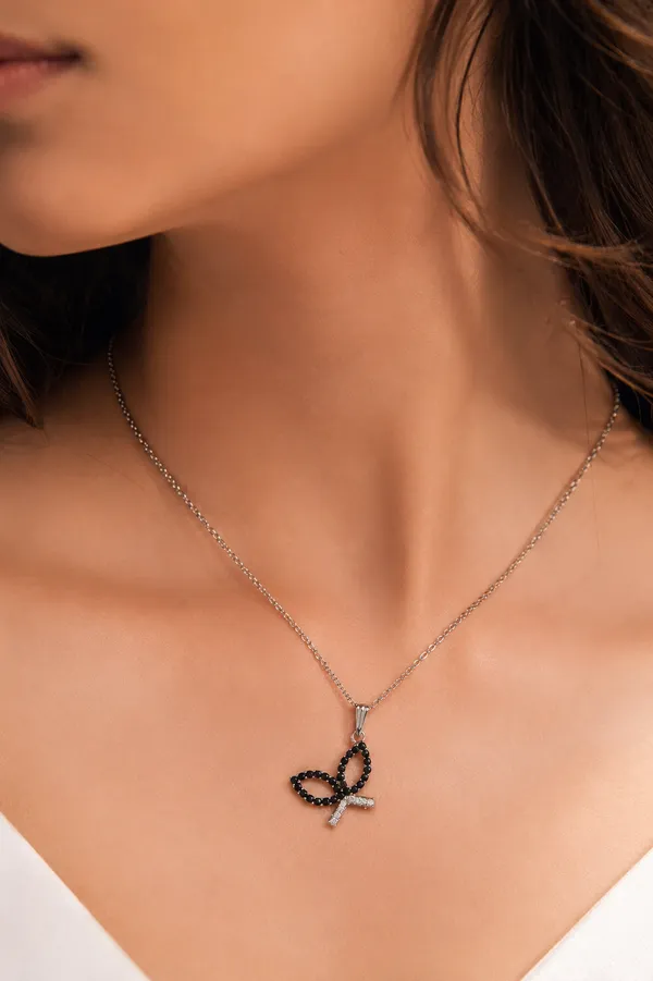 Silver_Brass_Black_Bow_Cz_Nyra_Pendant_For_Women