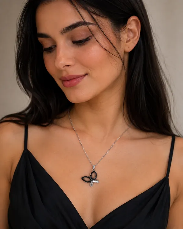 Silver_Brass_Black_Bow_Cz_Nyra_Pendant_For_Women