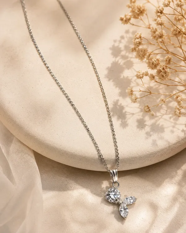 Silver_Brass_Floral_Cz_Leaf_Pendant_For_Women