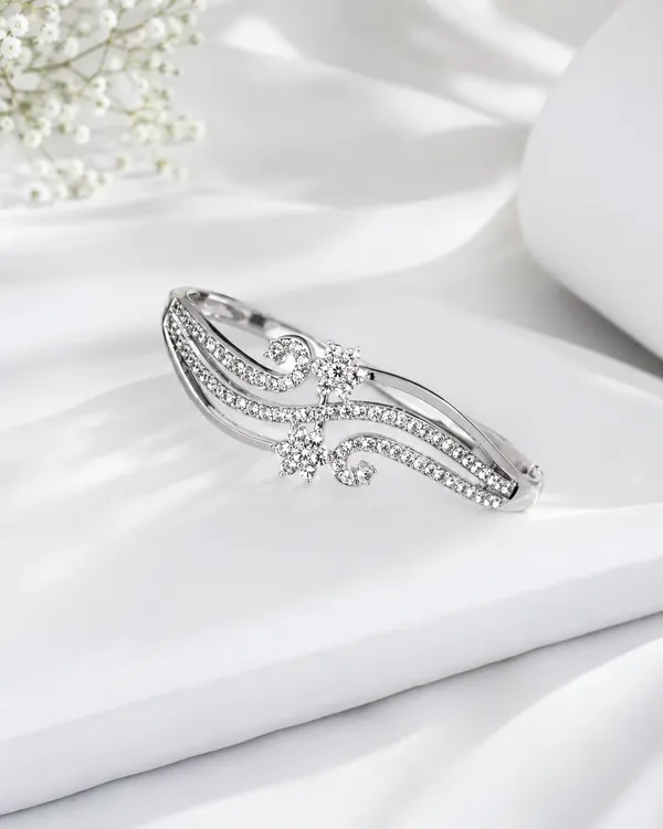 Silver_Brass_Wave_Floral_Crystal_Bracelet_For_Women