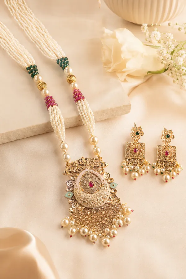Gold_Brass_Pearl_Gemstone_Noor_Necklace_Set_For_Women
