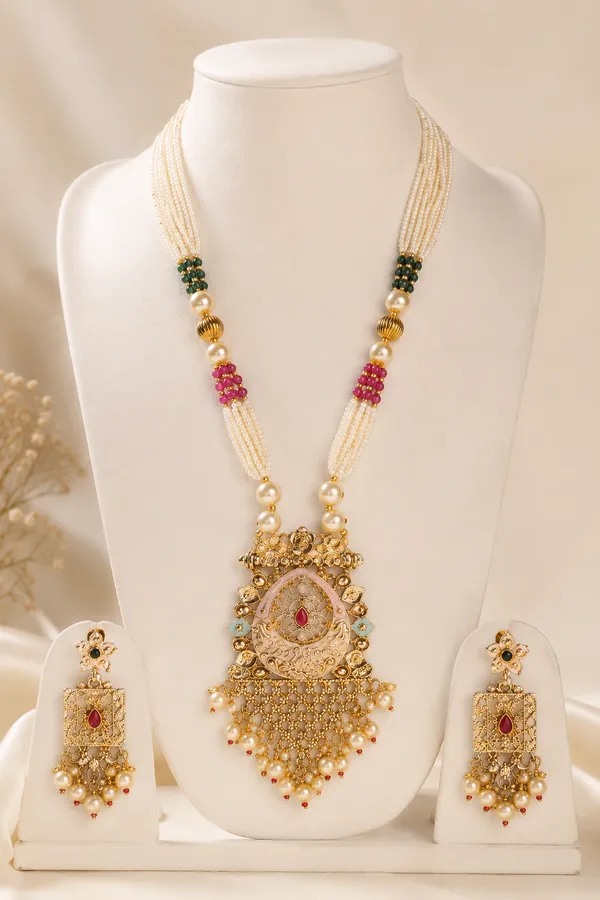 Gold_Brass_Pearl_Gemstone_Noor_Necklace_Set_For_Women