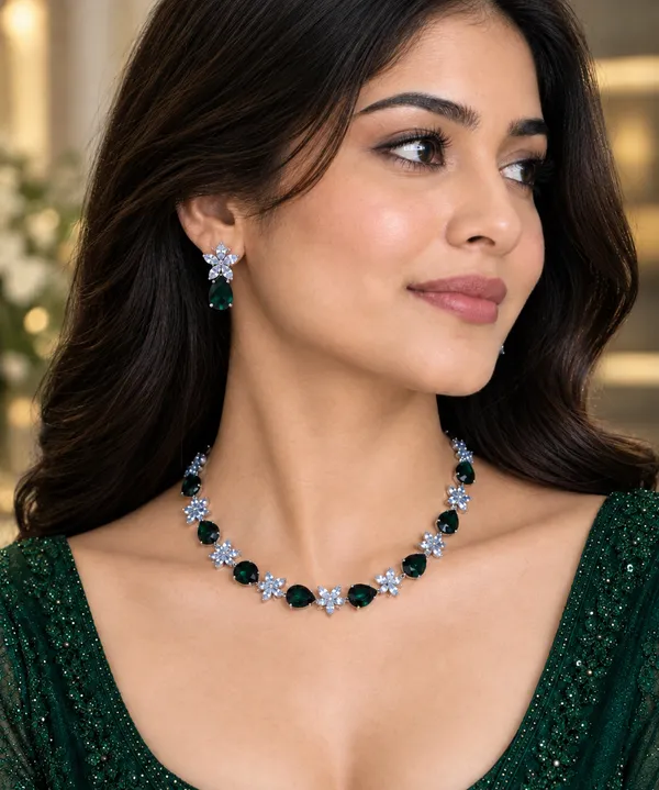 Green_Teardrop_Necklace_Set