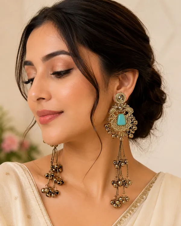 Riwayaat_jhumka_(_Green_stone)