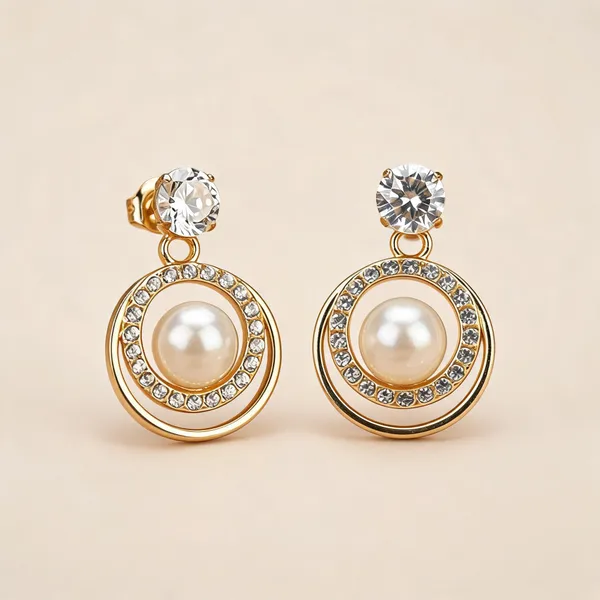 Gold_Dual_Tone_Brass_Pearl_Circle_Diamond_Drop_Earrings_For_Women