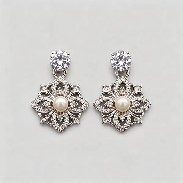 Silver_Brass_Pearl_Lotus_Flower_Drop_Earrings_For_Women
