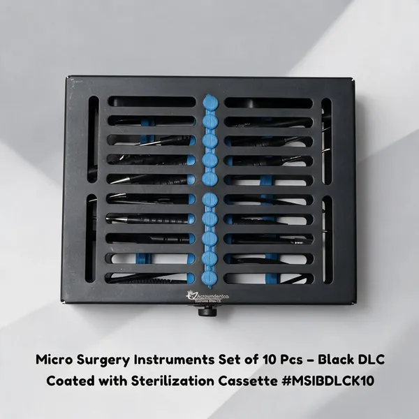 Micro_Surgery_Instruments_Set_of_10_Pcs_–_Black_DLC_Coated_with_Sterilization_Cassette_#MSIBDLCK10