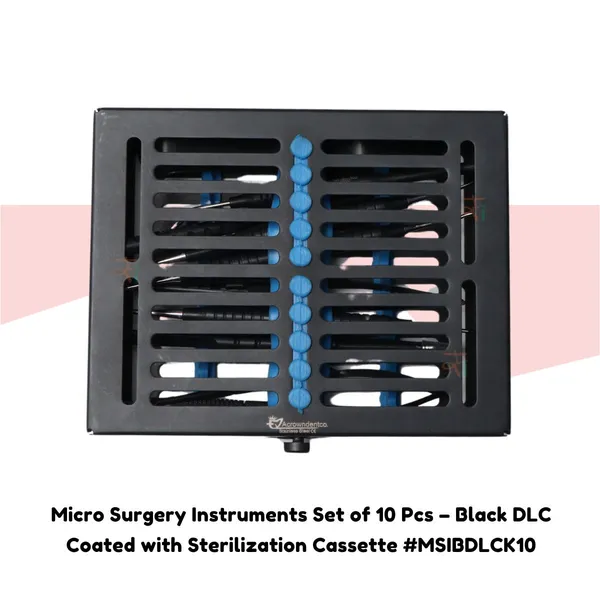 Micro_Surgery_Instruments_Set_of_10_Pcs_–_Black_DLC_Coated_with_Sterilization_Cassette_#MSIBDLCK10