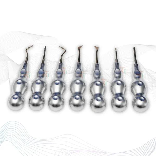 ROOT_ELEVATORS_PREMIUM_ANATOMICAL_HANDLE__SET_OF_7_Pcs_Anatomic_SILVER_DLC_Handle_|_Gold_TiN_Coated_Tip_|_CNC_Non-Breakable_Design_Joint