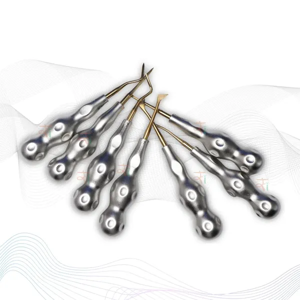 ROOT_ELEVATORS_PREMIUM_ANATOMICAL_HANDLE__SET_OF_7_Pcs_Anatomic_SILVER_DLC_Handle_|_Gold_TiN_Coated_Tip_|_CNC_Non-Breakable_Design_Joint