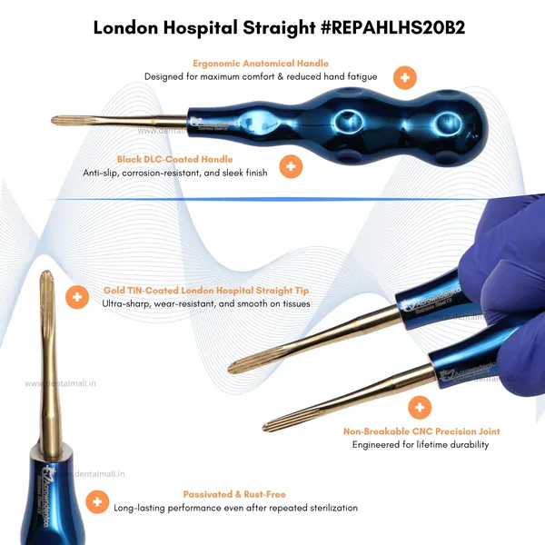ROOT_ELEVATORS_PREMIUM_ANATOMICAL_HANDLE__SET_OF_7_Pcs._#REPAHK7B2_Anatomic_BLUE_DLC_Handle_|_Gold_TiN_Coated_Tip_|_CNC_Non-Breakable_Design_Joint