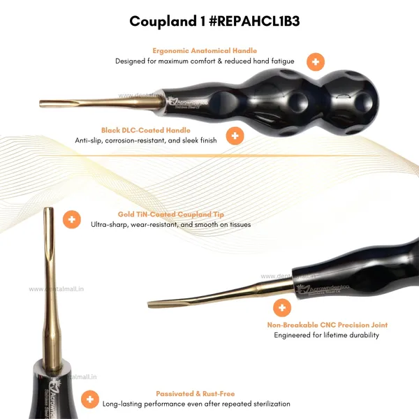 ROOT_ELEVATORS_PREMIUM_ANATOMICAL_HANDLE__SET_OF_7_Pcs._#REPAHK7B3_Anatomic_BLACK_DLC_Handle_|_Gold_TiN_Coated_Tip_|_CNC_Non-Breakable_Design_Joint