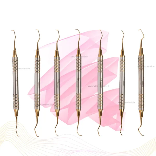 Gracey_Curette_Kit_Set_of_7_Gold_TiN_Coated_Tips_and_Handle_SI-DALILA_Cut_Pattern_#GCGK7CH