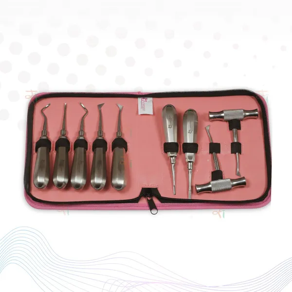 Root_Elevators_Kit_with_Crossbar_Set_of_9_Pcs_(Non-Magnetic_Handle)_#RECBK9