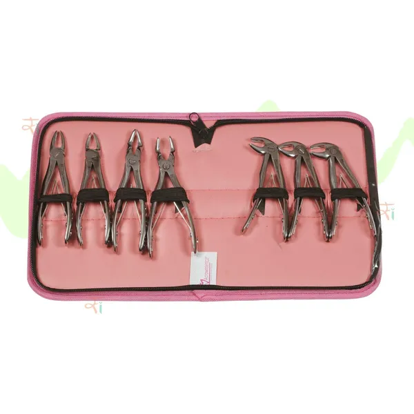 Extraction_Tooth_Forceps_Pedo_Kit_(Pediatric)_–_Premium_Quality_Anatomic_Handle_(Finger_Pattern_Grip)_–_Set_of_7_Pcs_#ETFPK7PAH