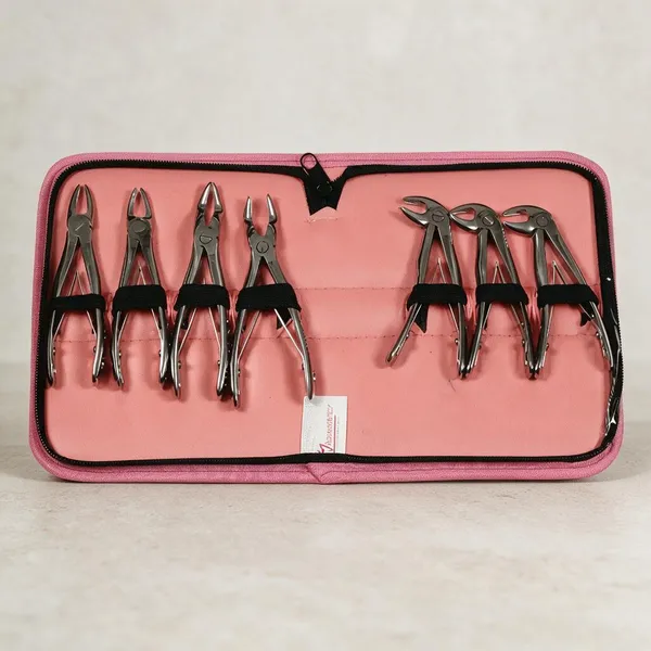 Extraction_Tooth_Forceps_Pedo_Kit_Premium_Quality_Finger_Pattern_With_Holes_Set_of_7_Pcs_#ETFPK7P