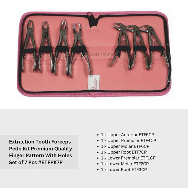 Extraction_Tooth_Forceps_Pedo_Kit_Premium_Quality_Finger_Pattern_With_Holes_Set_of_7_Pcs_#ETFPK7P