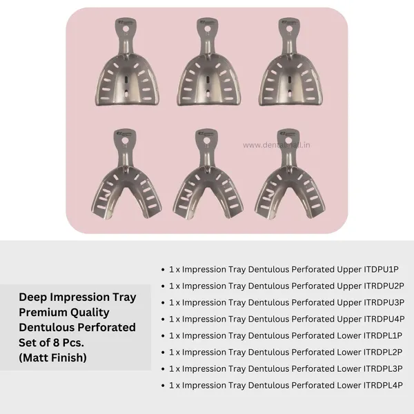 Deep_Impression_Tray_Premium_Quality__Dentulous_Perforated_Set_of_6_Pcs._(Matt_Finish)_#ITDPK6P