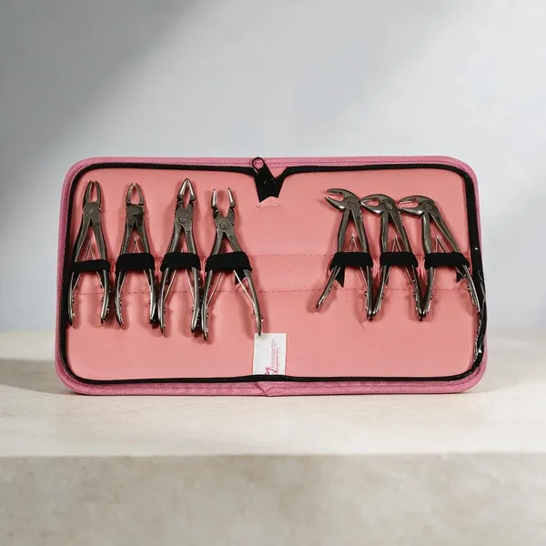 Extraction_Tooth_Forceps_Pedo_Kit_Premium_Quality_Finger_Pattern_With_Holes_Set_of_7_Pcs_#ETFPK7P