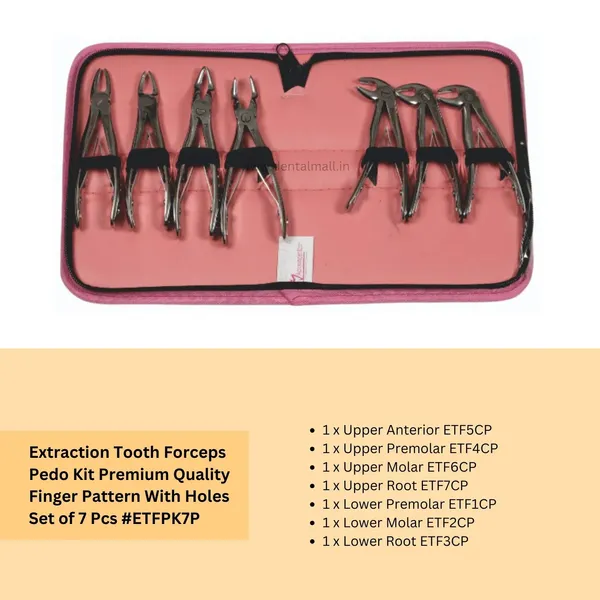 Extraction_Tooth_Forceps_Pedo_Kit_Premium_Quality_Finger_Pattern_With_Holes_Set_of_7_Pcs_#ETFPK7P